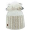 Bonnet Femme HIGHLANDS CROSS Roselyn 004 Pompon Fausse Fourrure Crème