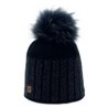 Bonnet Femme HIGHLANDS CROSS Roselyn 004 Pompon Fausse Fourrure Black
