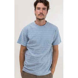 Tee Shirt RHYTHM Dobby Stripe Pocket Blue