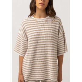 Women's RHYTHM Corsica Knit Oversized Oatmarle Stripe Sweater