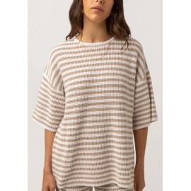 Pull Femme RHYTHM Corsica Knit Oversized Oatmarle Stripe