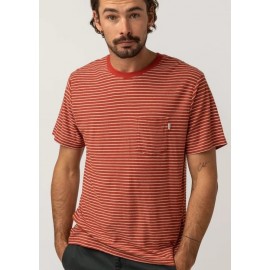 Tee Shirt Homme RHYTHM Linen Stripe Rust