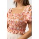 Women's Top RHYTHM Rosa Floral Smocked Top Pink