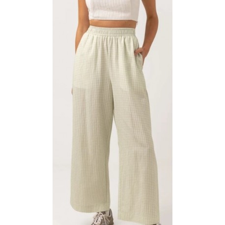 Women's Pants RHYTHM Maisy Check Wide Sage