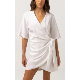 RHYTHM Dress Santorini Tie Front Mini Dress White