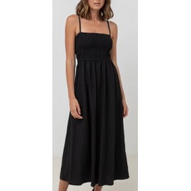 Dress RHYTHM Classic shirred midi Dress Black