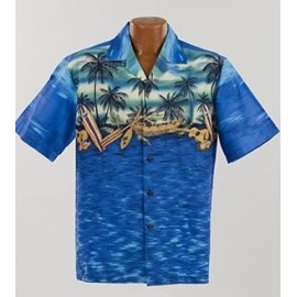 Winnie Fashion Canoe Blue Hawaiian Shirt