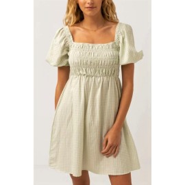 Robe RHYTHM Maisy Check Mini Dress Sage