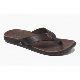 REEF J Bay III Leather Flip Flop Dark Brown