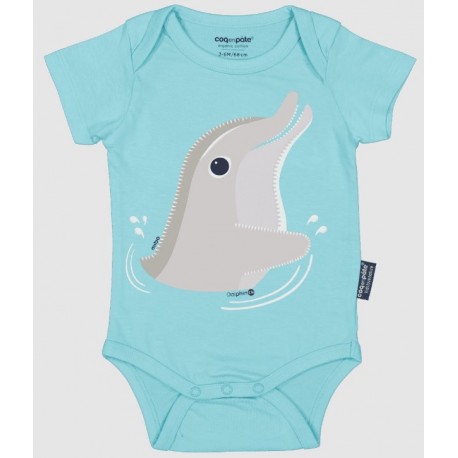 Baby Bodysuit Rooster in Paste Dolphin Sky Blue