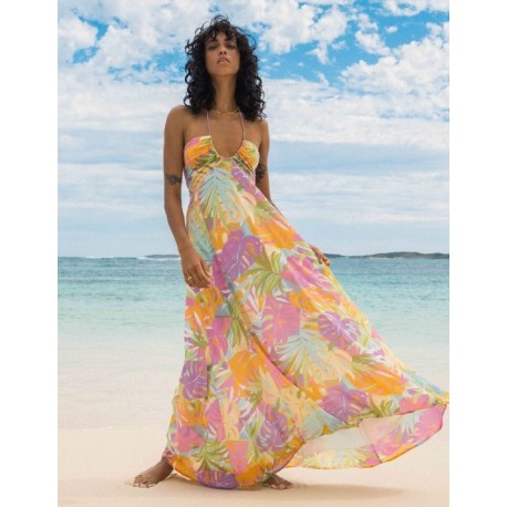 オールインワン・サロペット Seventy Flared Midi Dress With V-Neckline And Kimono Sleeves Graffiti Print High-Low Dress With One Shoulder & Draped