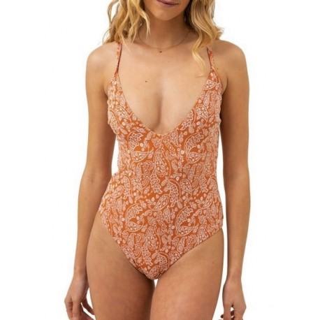 Maillot de Bain 1 Pièce RHYTHM Adina Paisley Minimal Terracotta