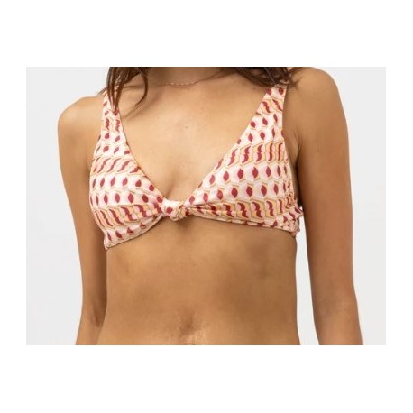 Bikini Top RHYTHM Maya Geo Tall Knot Front top Pink Salt