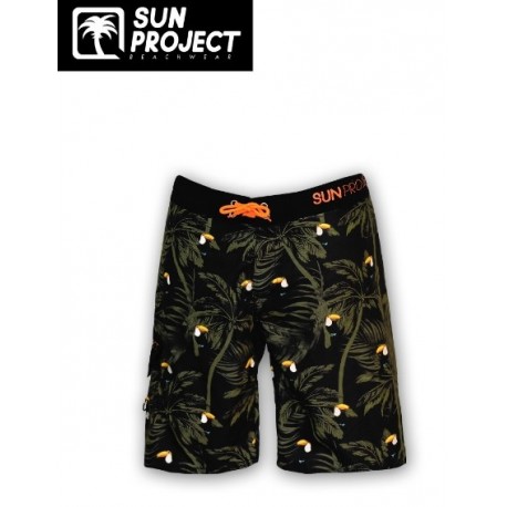 Men's Long Boardshort SUN PROJECT Toucan Black