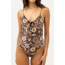 One Piece Swimsuit RHYTHM Cantabria Tie Front Brown