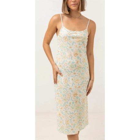 Robe RHYTHM Paloma Floral Slip Midi Dress Aqua Haze