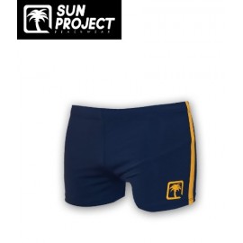 Maillot De Bain Boxer Homme SUN PROJECT Marine Bande Jaune