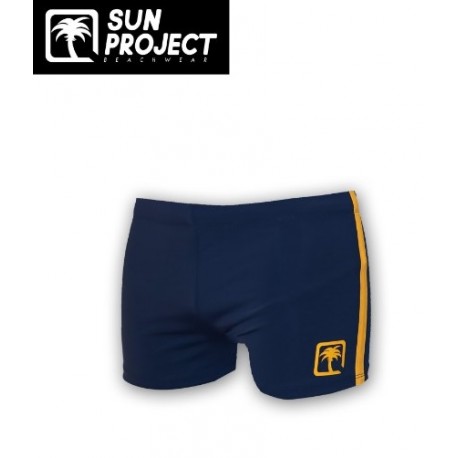 Men's Boxer Swimsuit SUN PROJECT Navy Yellow Stripe