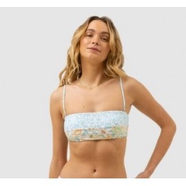 RHYTHM Paloma Floral Spliced Aqua Haze Bikini Top.