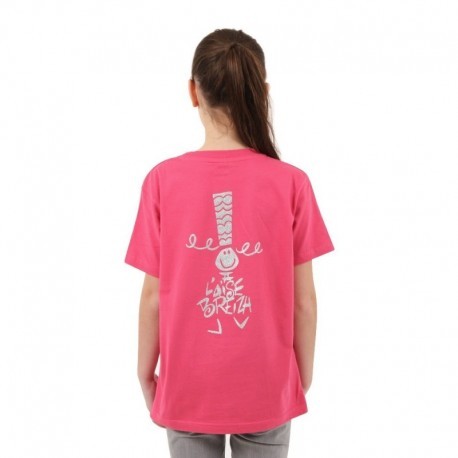 Tee Shirt A L'Aise breizh Fille Bigoud Fushia Paillette