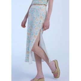 Long Skirt RHYTHM Paloma Floral Midi Skirt Aqua Haze