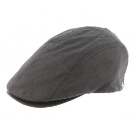 Casquette Plate En Faux Cuir HERMAN Makassar Délavée Grise