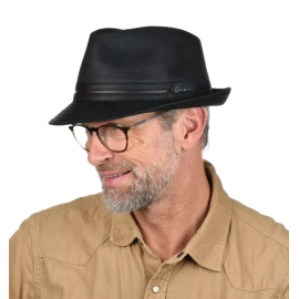 HERMAN Kairan Black imitation leather small brim hat