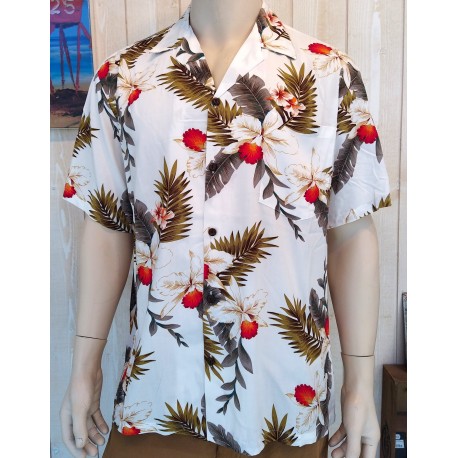 Hawaiian Shirt TWO PALMS Orchid White