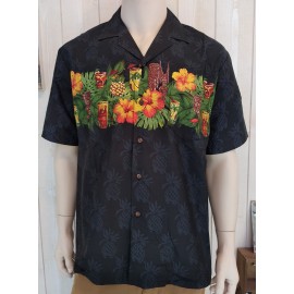 Hawaiian Shirt PACIFIC LEGEND Black Moon Tiki Night