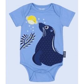 Blue Sea Lion Rooster in Paste Baby Bodysuit