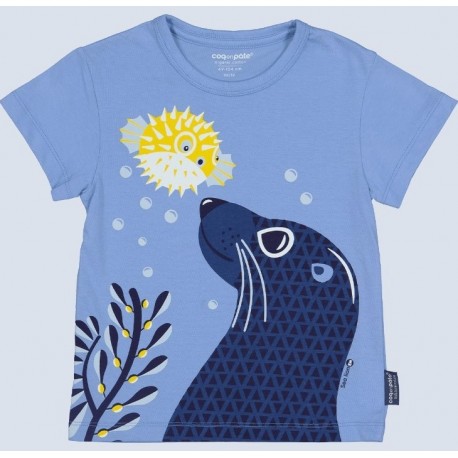 Children's T-Shirt Rooster in Paste Sea Lion Blue