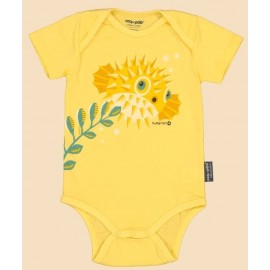 Yellow Puffer Fish Rooster Paste Baby Bodysuit