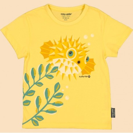 Children's T-Shirt Rooster in Paste Yellow Puffer Fish