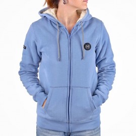 Women's Sherpa Lined Sweatshirt STERED Badge Denim Blue