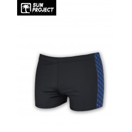 SUN PROJECT Men's Boxer Swimwear Black Stripe Printed Midnight Blue