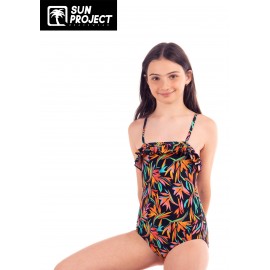 Children's 1 Piece Swimsuit SUN PROJECT Tropical Black