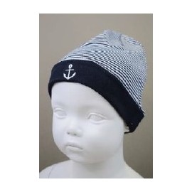 Bonnet Bébé Papylou Houlgate Blanc et Marine Réversible