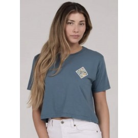 Women's Tee Shirt Crop Top SALTY CREW Tippet Fill Fin Blue