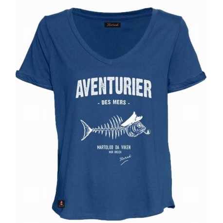 Tee Shirt Femme STERED Aventurier Pesk Bleu Pivoine