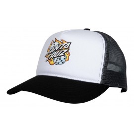 Santa Cruz Flaming Dice Dot Meshback White Grey Cap