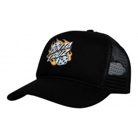 Santa Cruz Flaming Dice Dot Meshback Black Cap