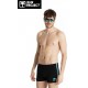 SUN PROJECT Men's Boxer Swimsuit Black with Turquoise Blue Stripe