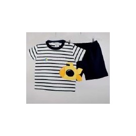 Baby Set Papylou Chartran T-shirt and Shorts White and Navy