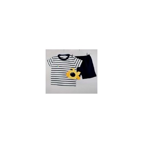 Baby Set Papylou Chartran T-shirt and Shorts White and Navy