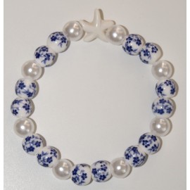 Bracelet MISS CELTIC Création Etoile de mer et Perles en céramique Bleu