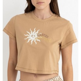 Women's T-Shirt RHYTHM Follow The Sun Crop Crew Sand