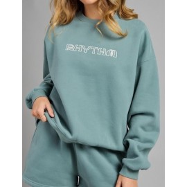 RHYTHM Logo Crew Neck Fleece women's sweatshirt sage