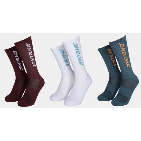 Pack of Three Santa Cruz Strip Dark Cherry White Navy Strip Socks