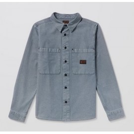 VOLCOM Men's Levelstone Blue Wash Long-Sleeved Shirt