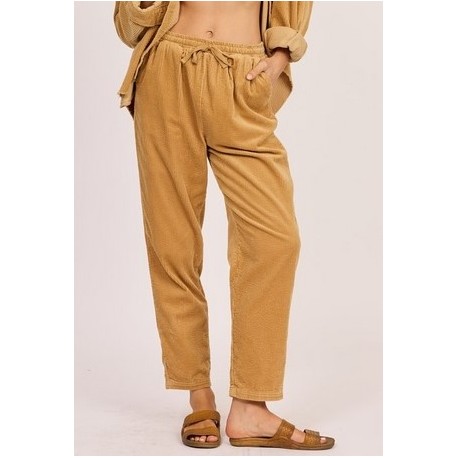 SISSTREVOLUTION Women's Elasticated Velvet Pants Coast Is Clear Rattan